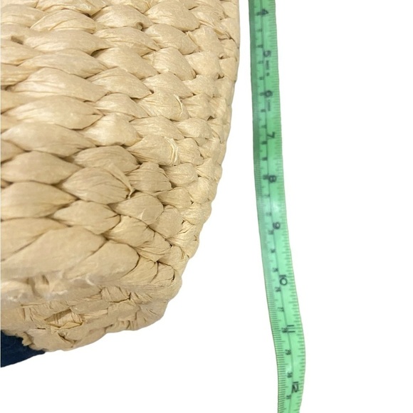 Summer casual basket handbag navy straps lined blue stripe internal pockets - Picture 9 of 10